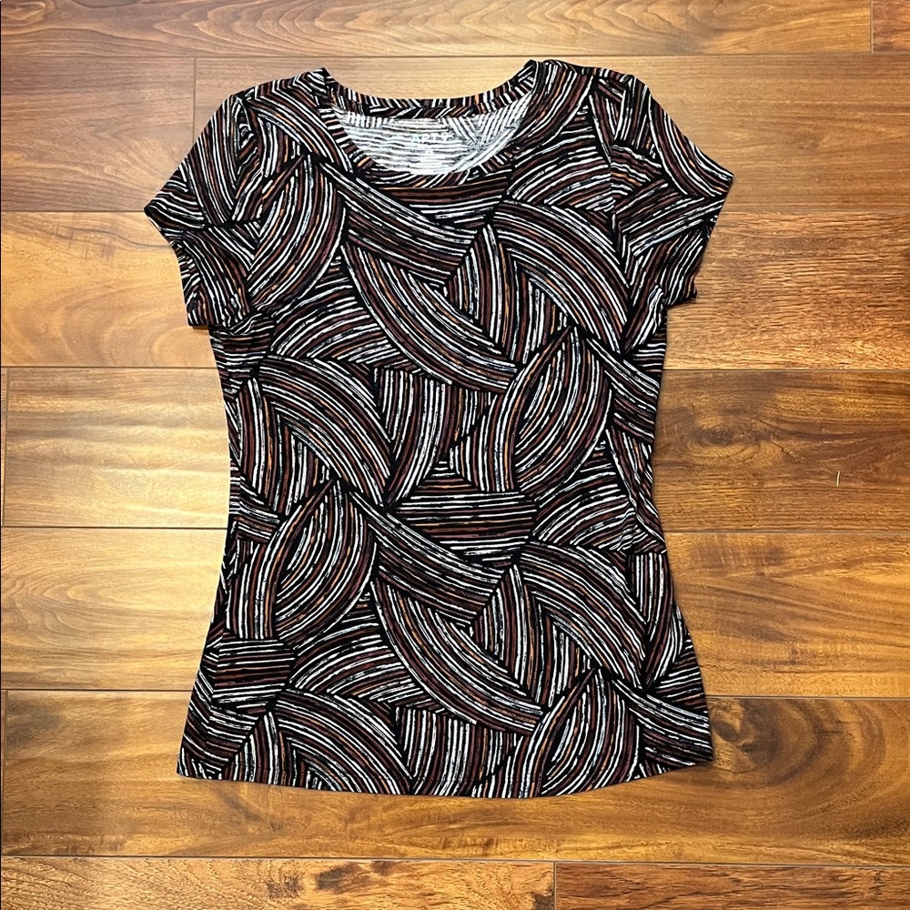 Apt. 9 Black and White Swirl Tee Size X-Small - Picture 2 of 8